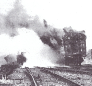 Burning carriage at Quintinshill